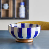 Shakti Striped Stoneware Bowl 26cm - Blue