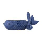 Hiro Fish Stoneware Jar with Lid & Spoon 1700ml - Blue