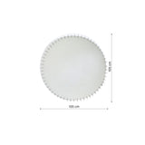 Dimension drawing of the round disc edged mirror, marked 105cm across in both directions with a depth of 5cm.