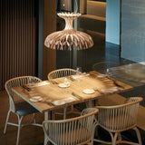 Dome 60/01 Wood LED Pendant Light - Matt White & Natural Wood