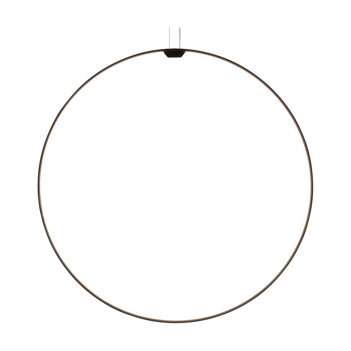 Zero Round Vertical Ring Pendant Light, a 98cm circular pendant in bronze finish with integrated LED, hung on two fine cables against a plain white background.
