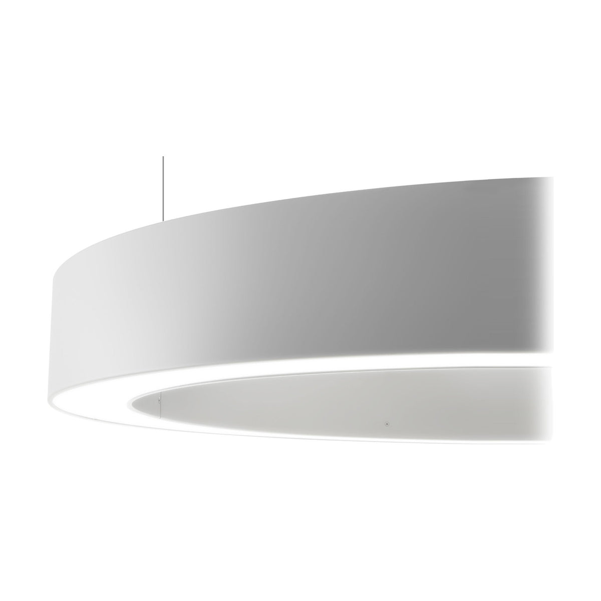Silver Ring Aluminium LED Pendant Light 183cm in white, a slim flat ring fixture with integrated LED, shown at an angle against a plain white background.