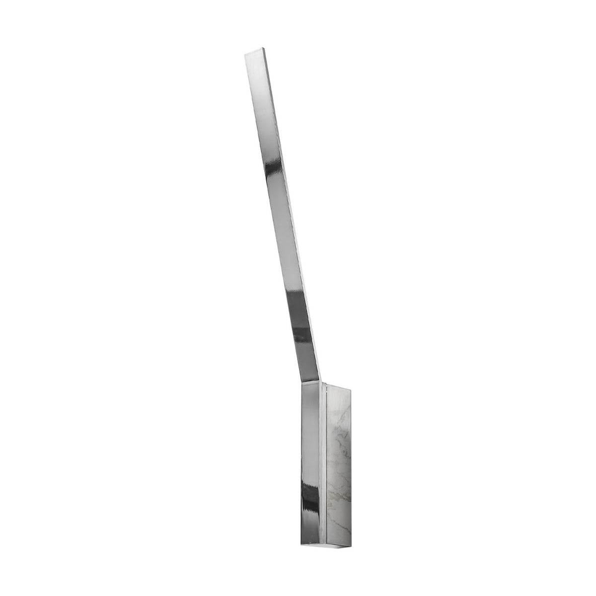 Ypsilon LED Wall Light in chrome, a slim angled blade rising from a rectangular wall-mounted base, shown against a plain white background.