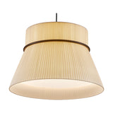 Folie S/60 Ribbon Tiered Pendant Light in Cream, a two-tier pleated drum shade with a slim dark ring divider, shown on a plain white background.