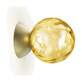 Murané Glass Sphere Wall & Ceiling Light 15cm in Brushed Champagne, featuring an amber dimpled glass globe on a cone-shaped mount, shown on a plain white background.