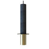 Rita Disc Pendant light with a tall textured dark grey concrete column, thin disc, and matt polished brass iron base, shown on a plain white background.