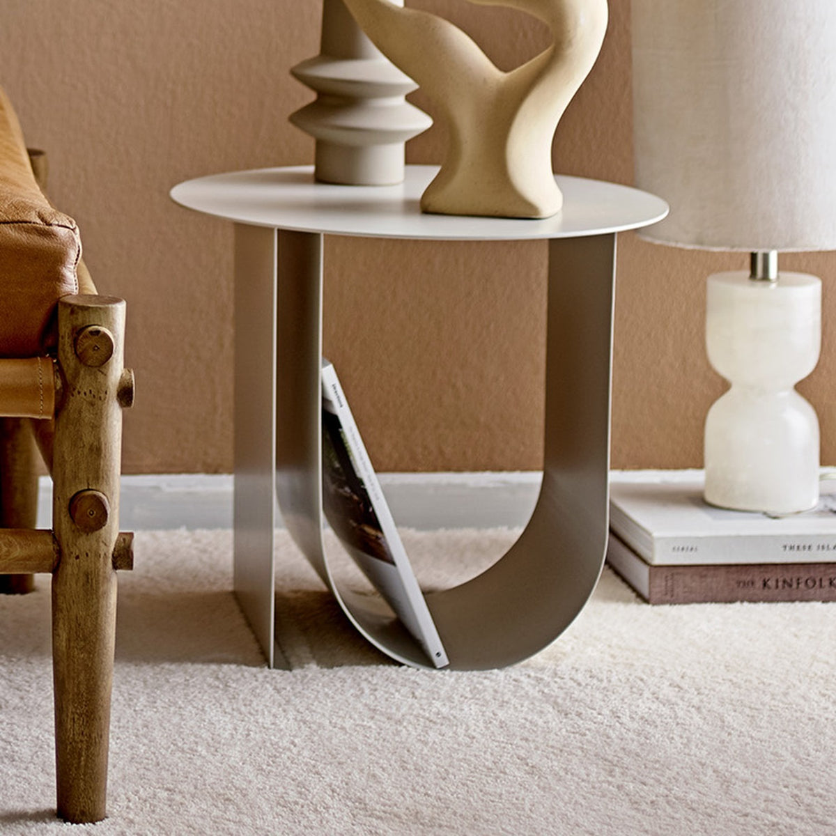 Cher Round Iron Side Table - Grey