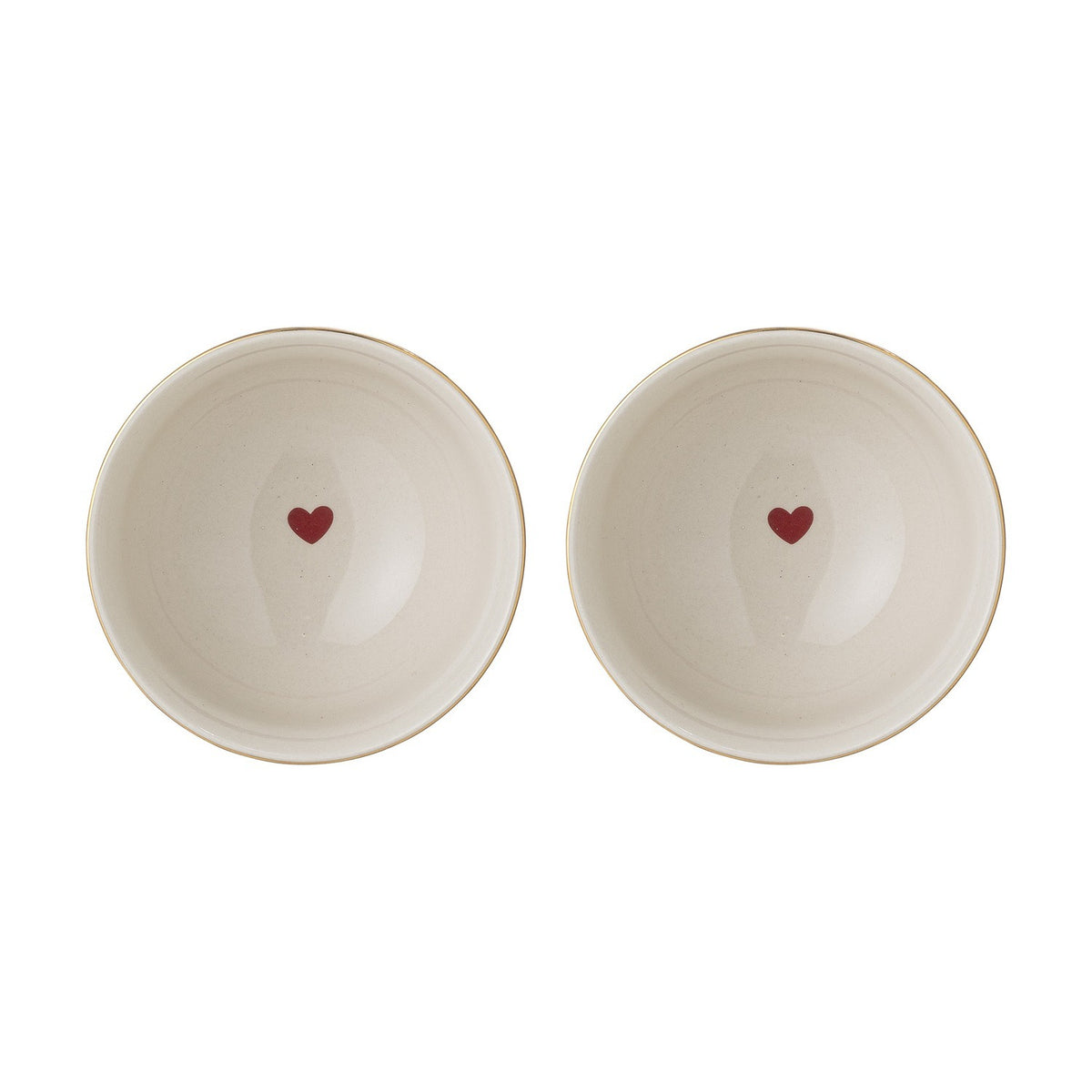 Jolly Heart Stoneware Christmas Bowls 14cm Set of 2 - Cream