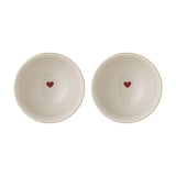 Jolly Heart Stoneware Christmas Bowls 14cm Set of 2 - Cream
