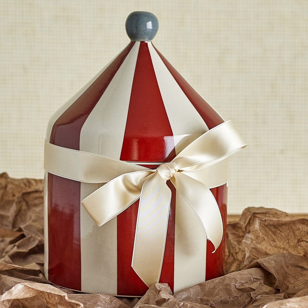 Cimmi Circus Tent Stoneware Storage Jar with Lid 1150ml - Red