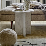 Jasmia Round Marble Side Table - White