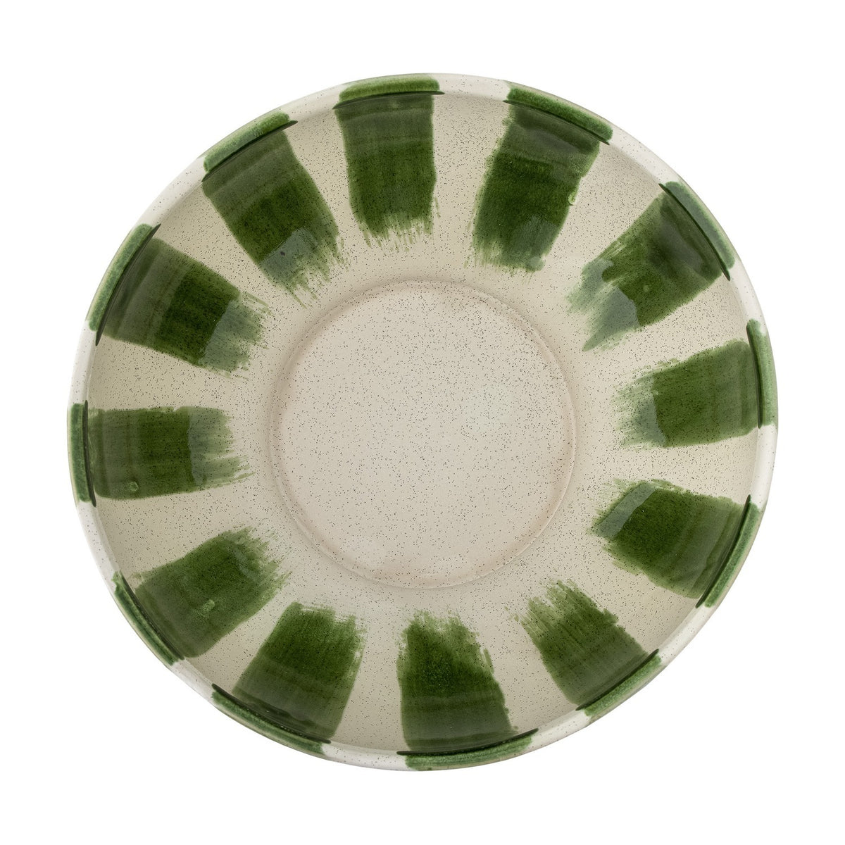 Shakti Striped Stoneware Bowl 26cm - Green