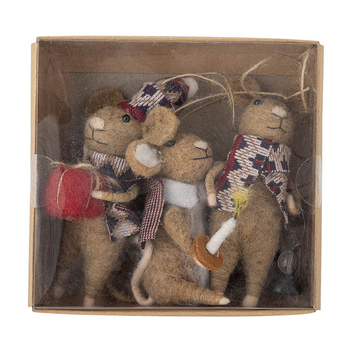 Peo Wool Christmas Tree Decorations Set of 3 - Brown