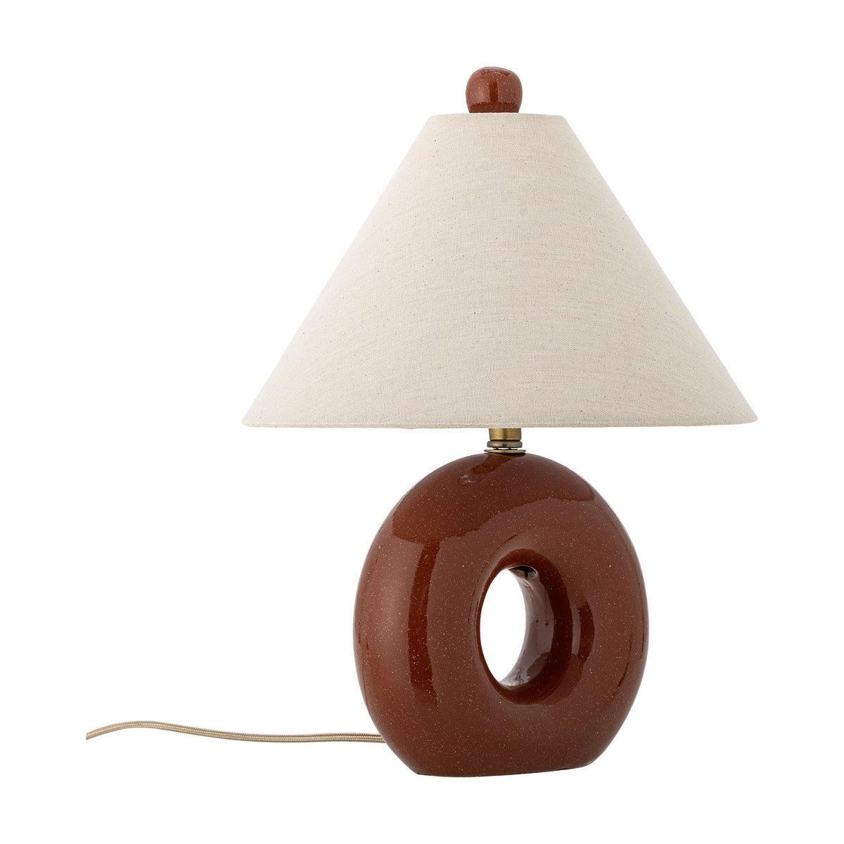 Panja Stoneware Table Lamp with Linen Shade - Rust