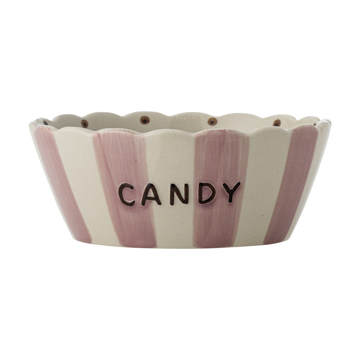 Chip Striped Stoneware Bowl 17cm - Pink