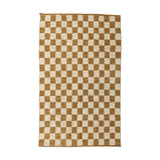 Chola Cotton Rug in brown, 200x140cm, woven checkerboard pattern of brown and cream squares with a nubbly textured finish, shown on a plain white background.