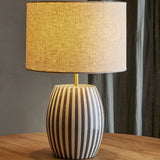 Tali Striped Iron Table Lamp with Linen Shade - Multi