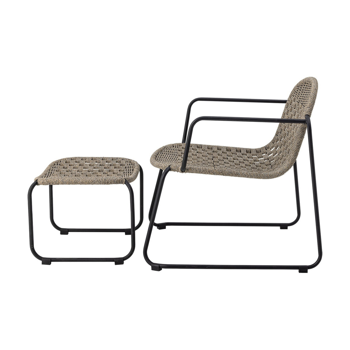 Calana Iron Lounge Chair with Footstool - Grey