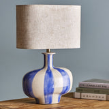 Alida Striped Stoneware Table Lamp with Linen Shade - Multi