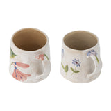 Camilla Floral Stoneware Mugs 430ml Set of 2 - Cream