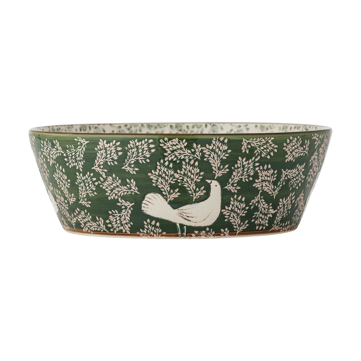 Hezha Floral Stoneware Bowl 28cm - Green