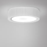 Urban PF/60 Ribbon LED ceiling light with a round cream pleated shade and wide white diffuser, set against a plain grey background.