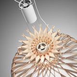Dome 60/01 Wood LED Pendant Light - Matt White & Natural Wood