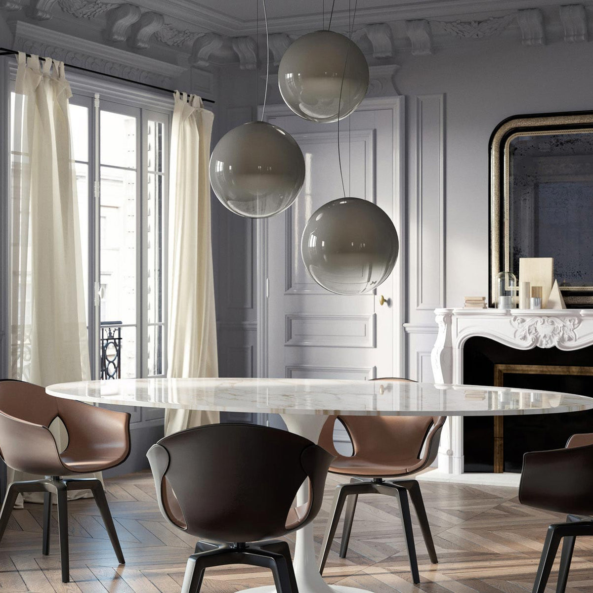 Smoke Glass Globe LED Pendant Light 26.7cm