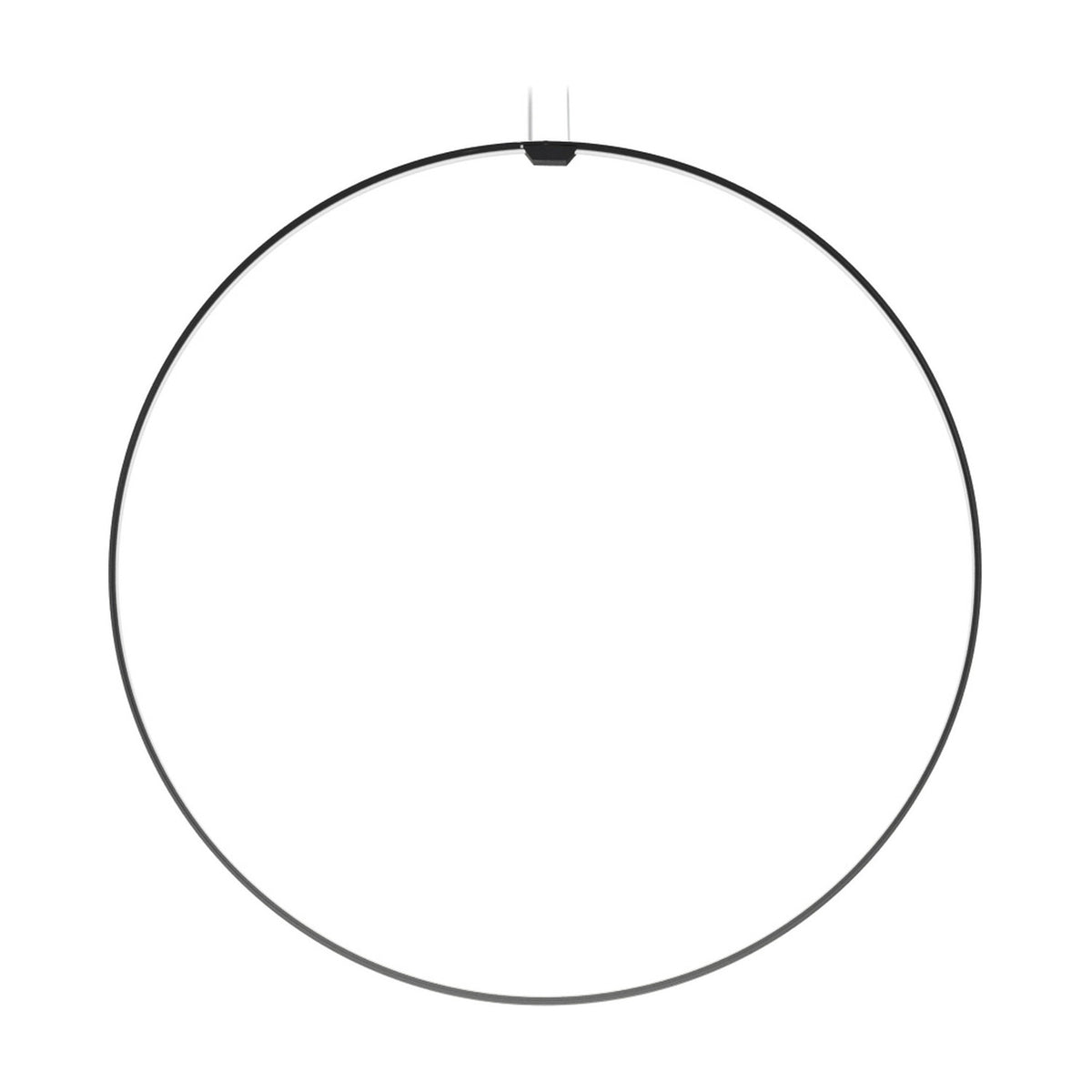 Zero Round Vertical Ring Pendant Light, a 98cm circular pendant in black with integrated LED, suspended from two fine cables against a plain white background.