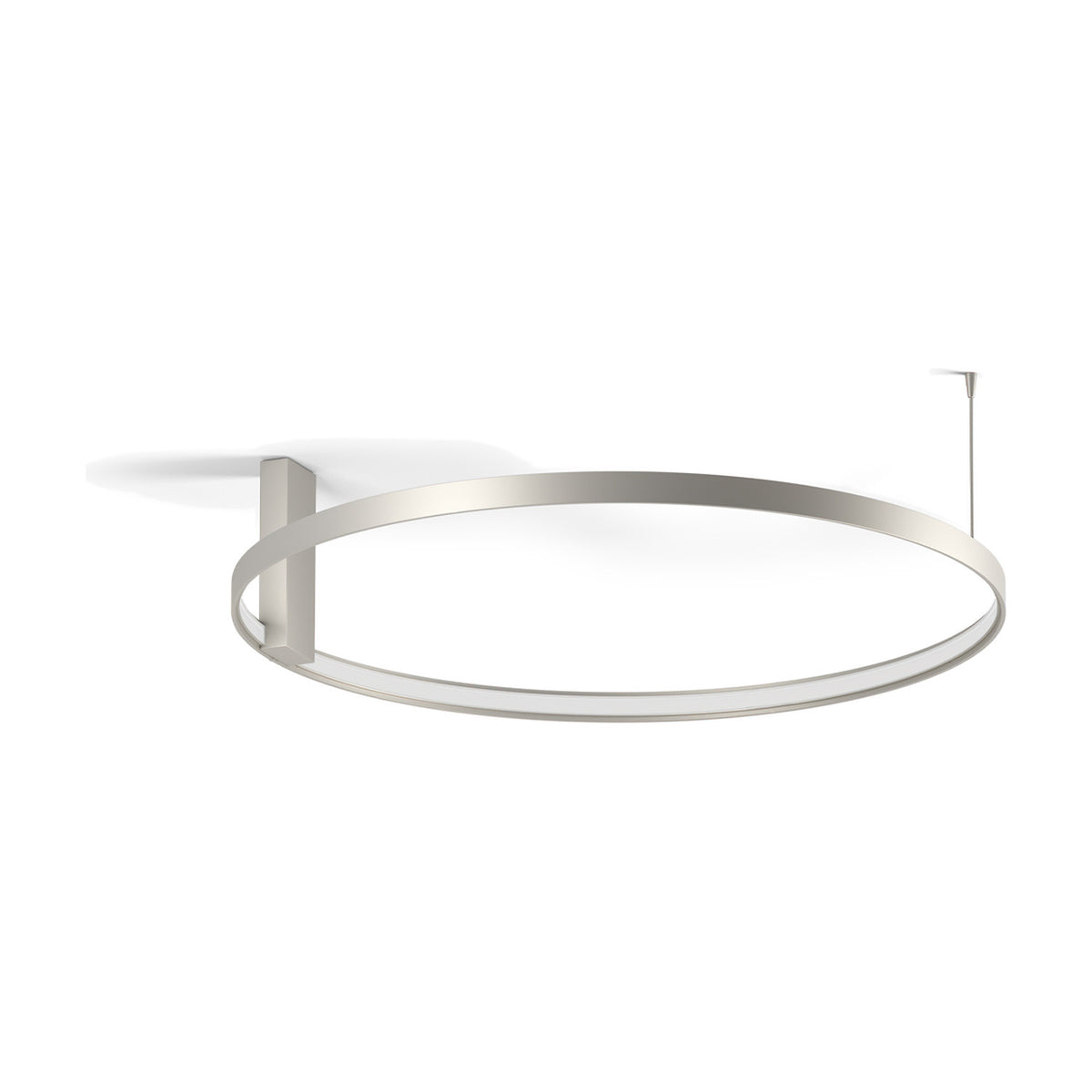 Zero Round Aluminium Ring LED Wall & Ceiling Light, 74cm, a slim circular ring fixture in brushed silver finish mounted on a rectangular bracket, shown on a plain white background.