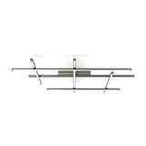 Hilow White Diffuser Frame LED ceiling light with three long parallel bars crossed by three angled shorter bars, brushed silver finish with white diffusers, shown on a plain white background.