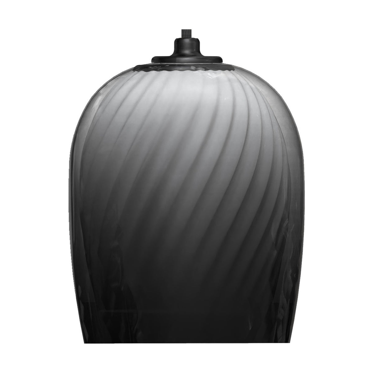 Bruma Ribbed Glass Dome Pendant Light with a swirled white inner shade and smoked-to-clear gradient outer glass, matte black ceiling fitting, shown on a plain white background.