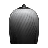 Bruma Ribbed Glass Dome Pendant Light with a swirled white inner shade and smoked-to-clear gradient outer glass, matte black ceiling fitting, shown on a plain white background.