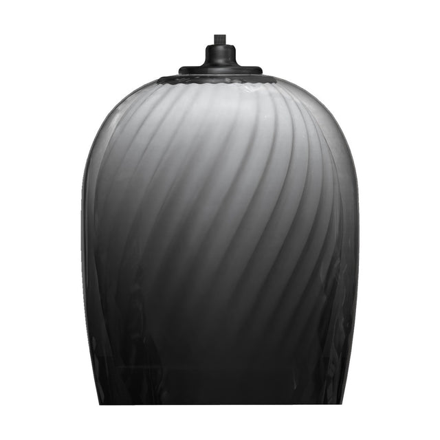 Bruma Ribbed Glass Dome Pendant Light with a swirled white inner shade and smoked-to-clear gradient outer glass, matte black ceiling fitting, shown on a plain white background.
