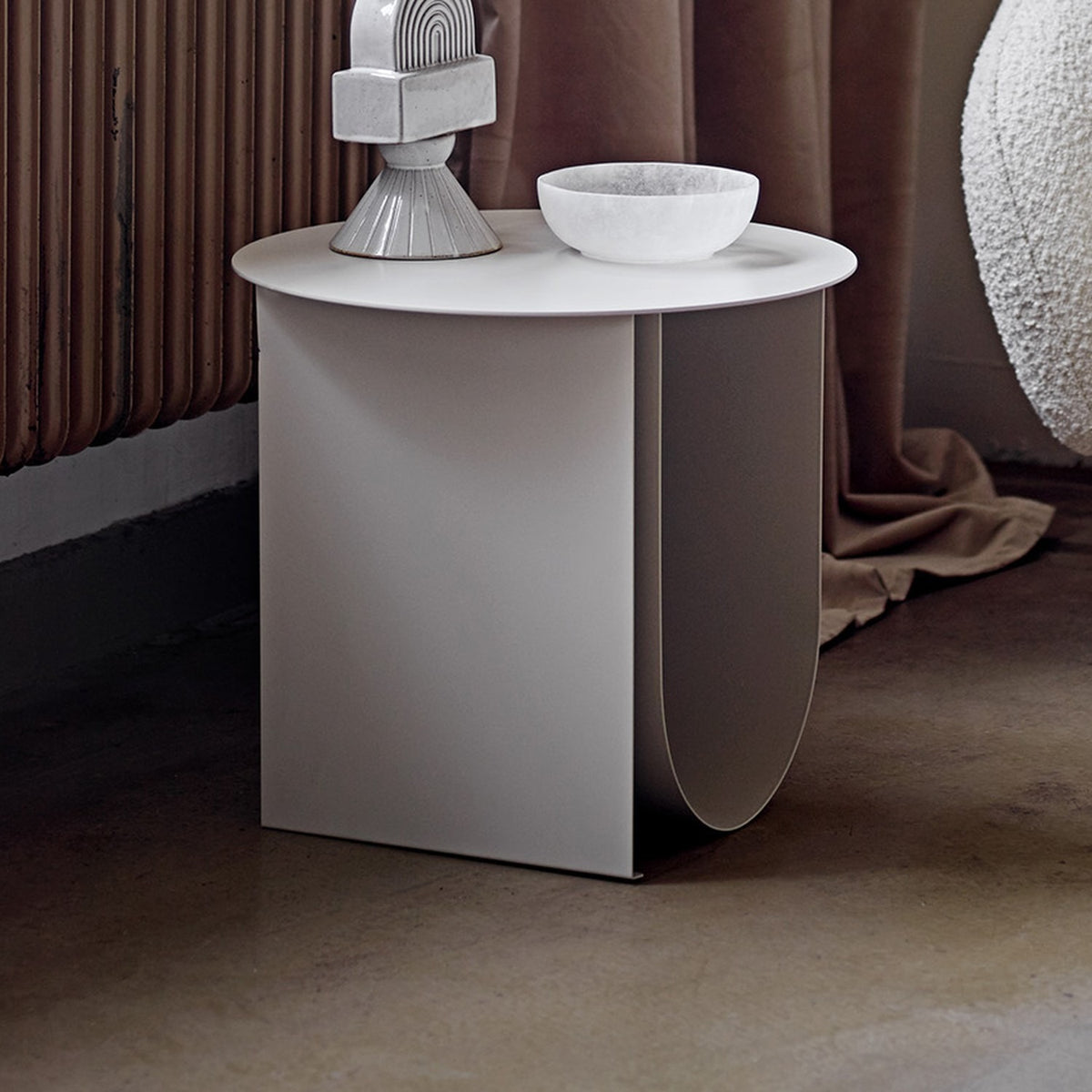 Cher Round Iron Side Table - Grey