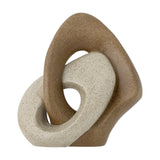 Esad Resin Ornament in Brown, a sculpted figurine with two interlocking speckled loops in brown and cream resin, shown against a plain white background.