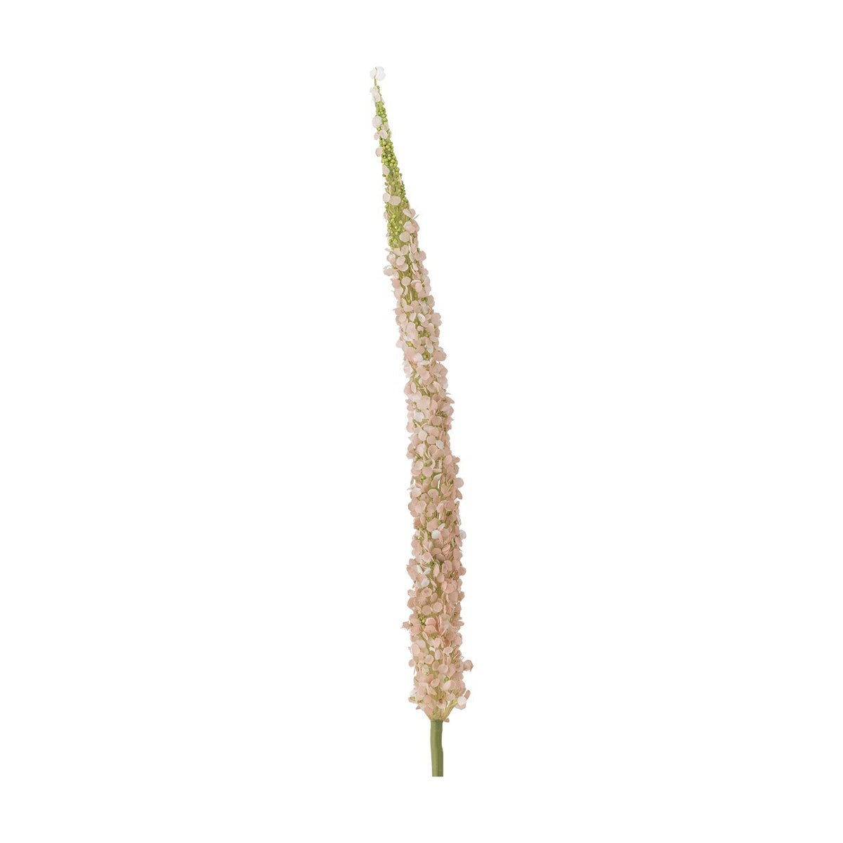 Foxtail Artificial Stem 73cm in pink, a tapering faux flower spike with green base on a plain white background.