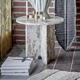 Jasmia Round Marble Side Table - Beige