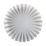 Harmonia Marble Bowl 17.5cm in white, round with deep ribbed grooves radiating from a smooth centre to a scalloped, flower-like rim, shown on a plain white background.