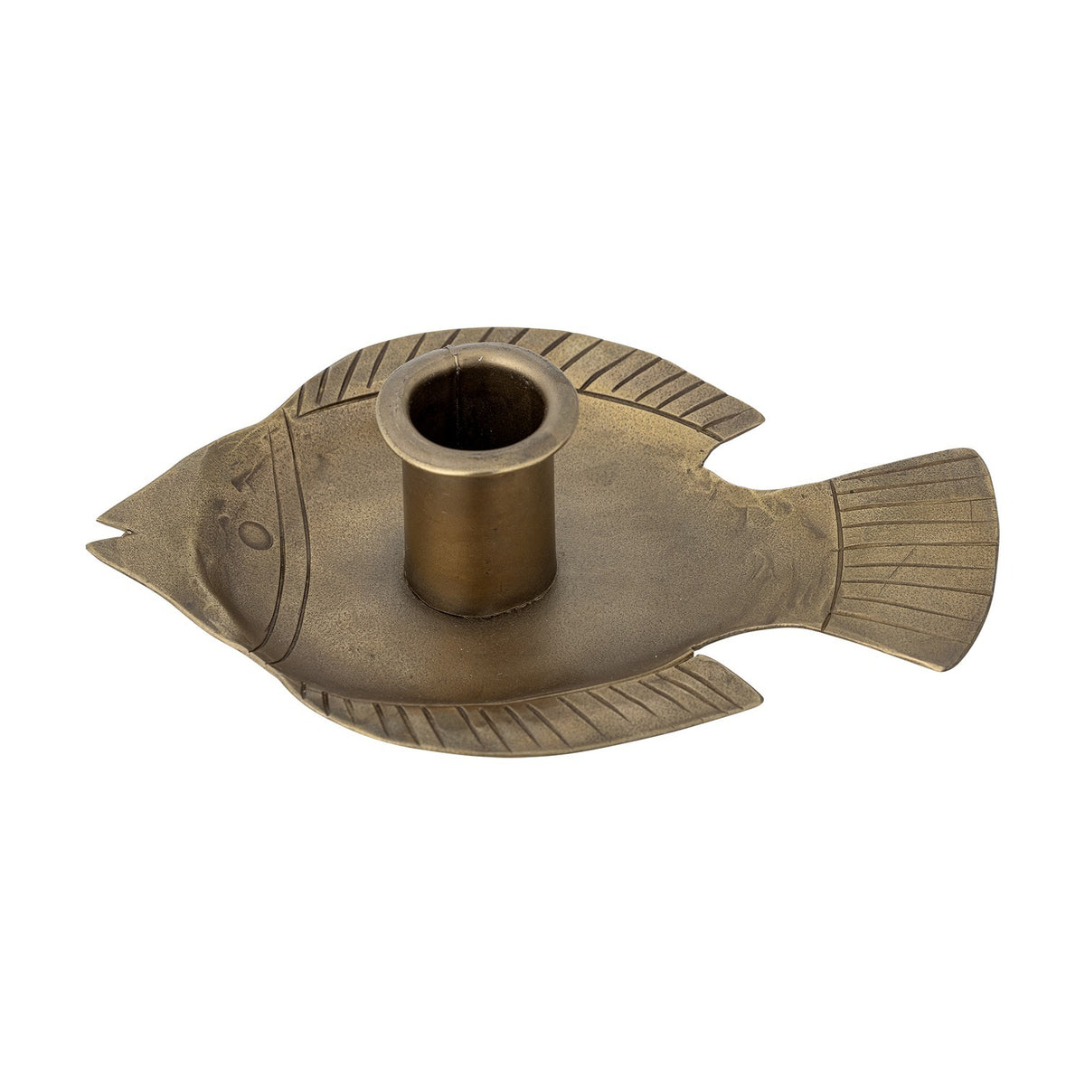 Fabius Fish Iron Candle Holder - Brass
