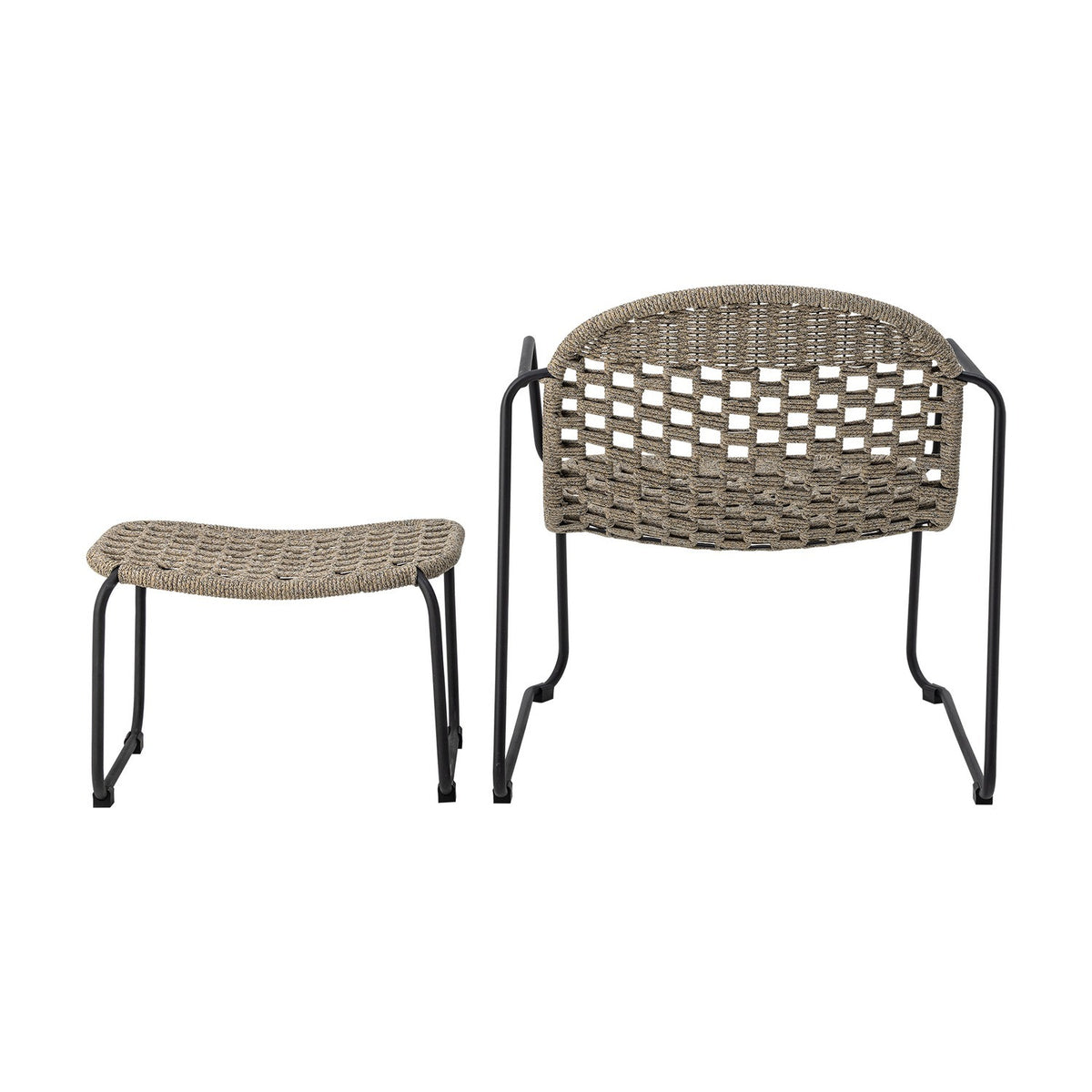 Calana Iron Lounge Chair with Footstool - Grey