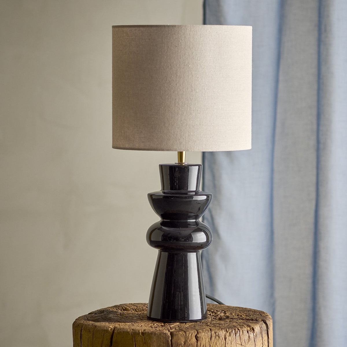 Lio Stoneware Table Lamp with Fabric Shade - Black