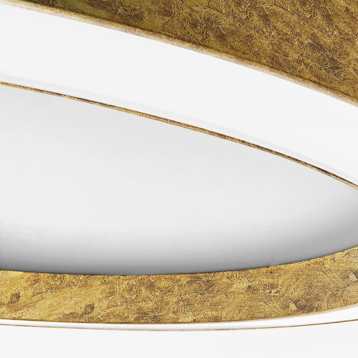 Close-up of the Silver Ring LED pendant light in Gold Leaf finish, showing the curved ring edge and integrated LED strip glowing against the white diffuser.