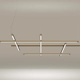 Hilow White Diffuser Frame LED pendant light with three horizontal bars crossed by three angled bars in bronze finish, each with a slim linear diffuser, shown against a plain light background.