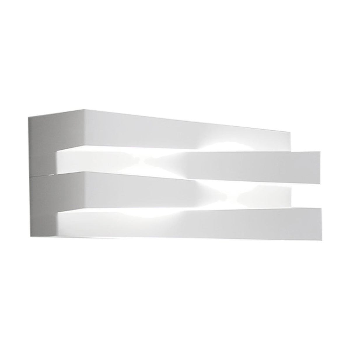 Cross Glass LED Wall Light 30cm in white finish, two offset crossing bars with integrated LED glow between them, shown on a plain white background.