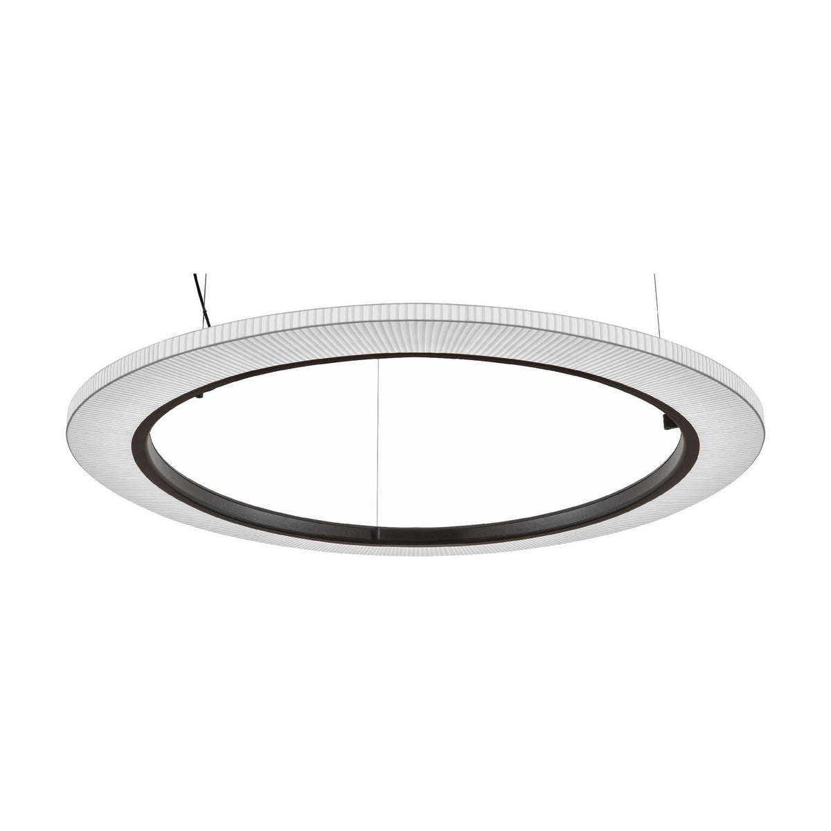 Roda S/120 Ribbon Ring LED pendant light, a large circular fixture with a white translucent pleated shade and dark inner ring, shown on a plain white background.