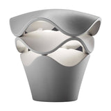 Cornet B/27 Cone LED bollard light in Stone Grey, tapered cone base with two wavy stacked layers revealing a white inner finish, shown on a plain white background.