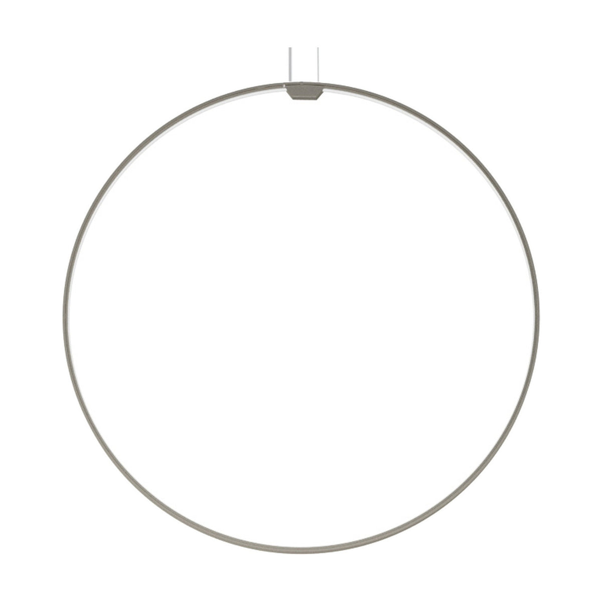 Zero Round Vertical Ring Pendant Light, a slim 74cm circular pendant in brushed silver with an integrated LED outline, suspended from thin cables against a plain white background.