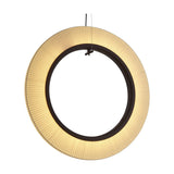Roda S/90/V Ribbon Ring LED Pendant Light in Cream, a vertical ring-shaped fixture with pleated translucent ribbon shade and dark inner frame, shown on a plain white background.