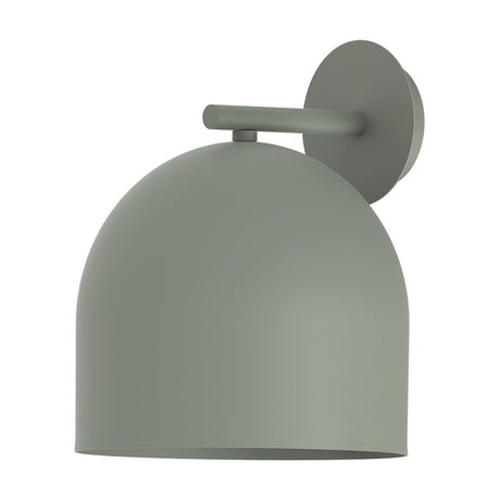 Rio Dome Wall Light in green, featuring an iron dome shade on a short straight arm with round wall plate, shown against a plain white background.
